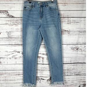 Kancan jeans High Waisted Frayed hem light casual cropped ankle denim‎ jeans